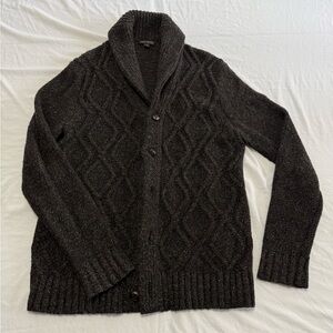 Men's Cable Knit Banana Republic Shawl Collar Speckled Cardigan M Charcoal Grey